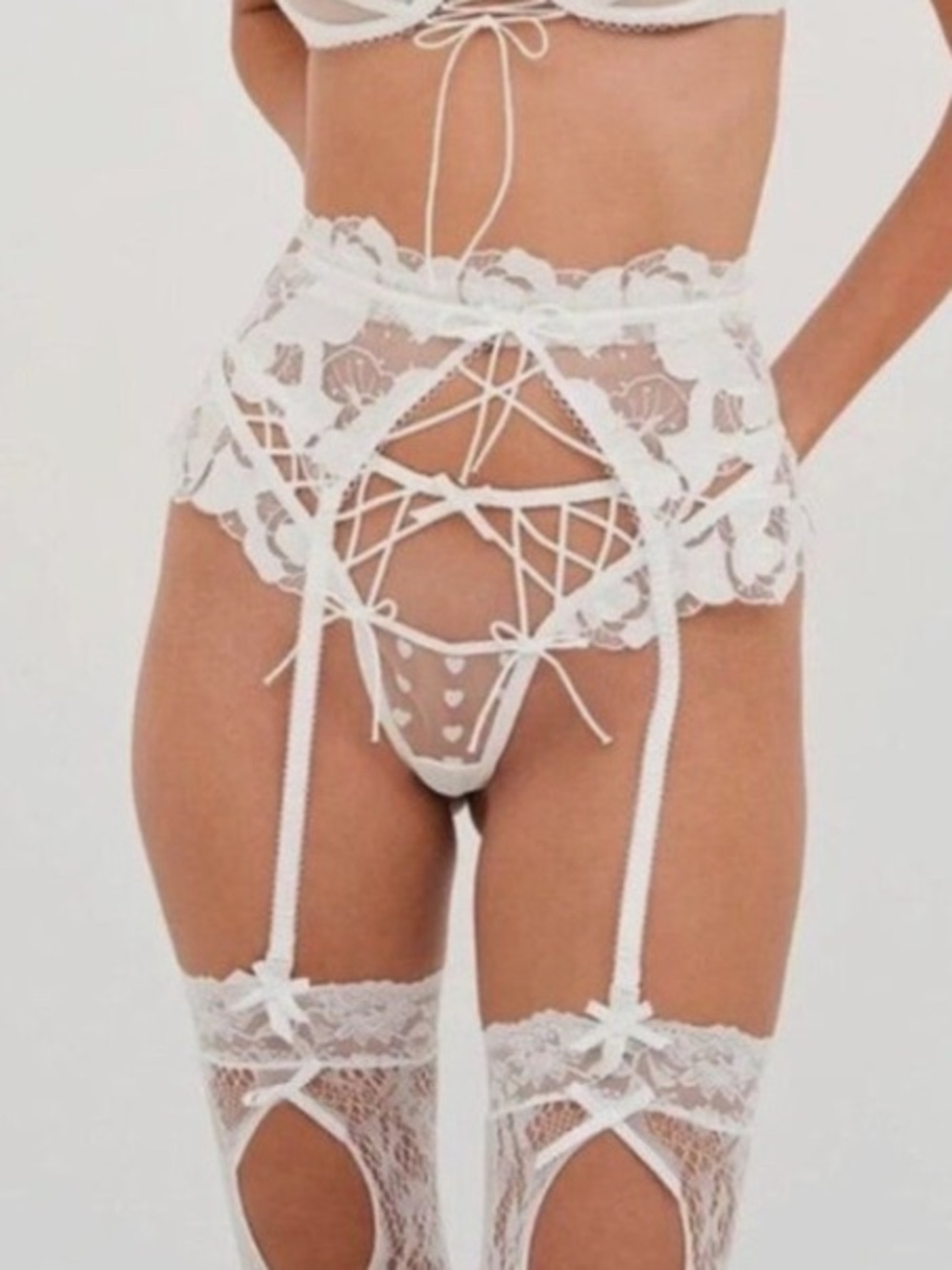 For Love and Lemons Amore Garter Belt White Size Extra Small
